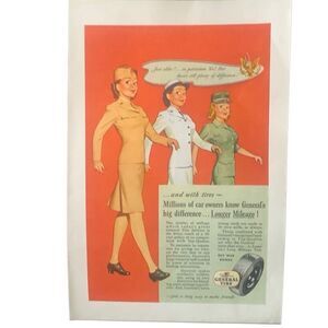 Vintage 1945 General Tire Just Alike In Patriotism Ad Advertisement